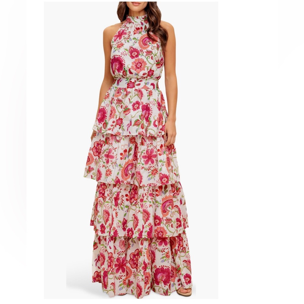 + FLYING TOMATO + Floral Print Halter Neck Maxi Dress